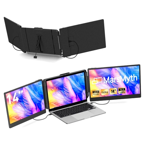 MarsMyth Laptop Screen Extender 14 inch, FHD 1080P IPS Panel, Plug & Play, Portable Monitor for Laptop, for 13-16