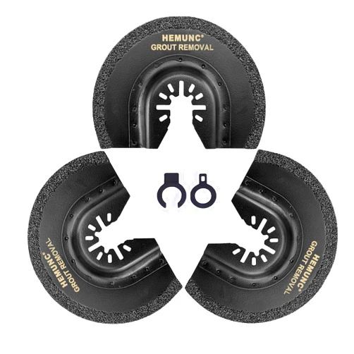 HEMUNC 3pcs Oscillating Tool Blades for Grout Removal Tile Mortar Concrete Masonry 1/16