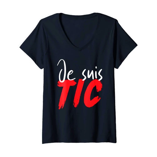 TIC TAC Idée Cadeau Duo Couple Assorti Humour Womens Je Suis Tic, TIC Et TAC, Funny Duo Costume for 2 People V-Neck T-Shirt