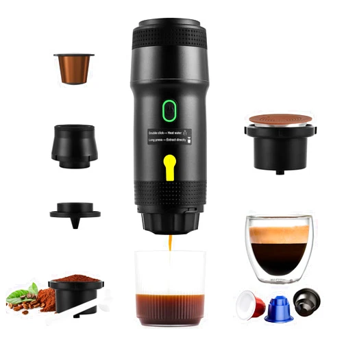 obecilc 3 In 1 Portable Coffee Maker for Travel:20 Bar Portable Espresso Machine-Travel Coffee Maker Self Heating,Compatible with Ground Coffee & Capsule for Hiking,Office,RV（Upgrade）