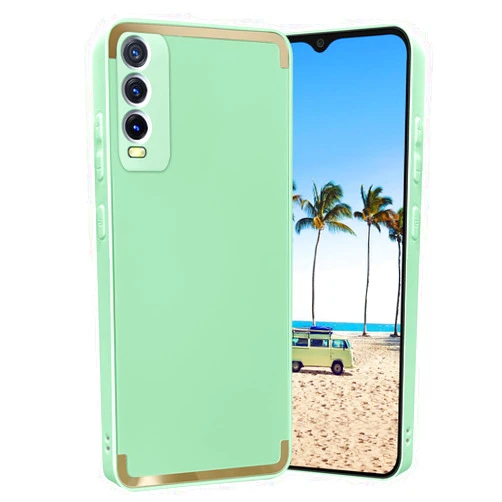 Kainevy for Vivo Y20 Case for Women Men Shockproof White Vivo Y20 Phone Case Camera Protector Protective Case Slim with Design PC TPU Luxury (Light Green)