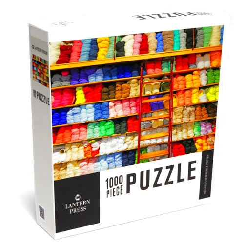 Lantern Press 1000 Piece Jigsaw Puzzle, Shelves Filled with Colorful Rolls of Yarn in a Knitting Store, Photography