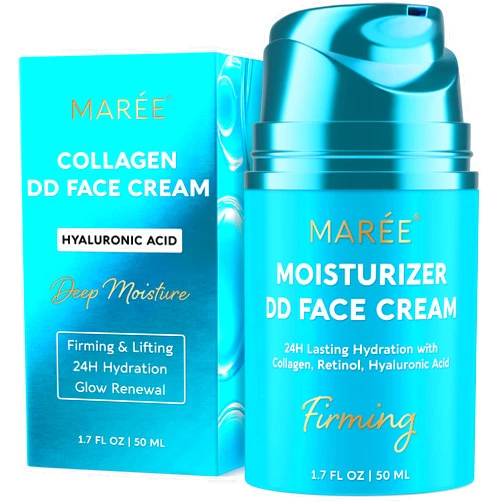 MAREE Face Moisturizer – Firming & Lifting Face Cream for Women with Collagen, Retinol & Hyaluronic Acid – Day & Night Anti-Aging Facial Wrinkle DD Cream Moisturizer for Dry Skin – Crema Para la Cara