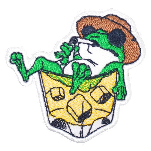 Pipomama Bad Frog on Whiskey Glass Iron On Patches for Clothing Embroidered Applique Patch Badge Sew On Emblem DIY Craft (Gold)