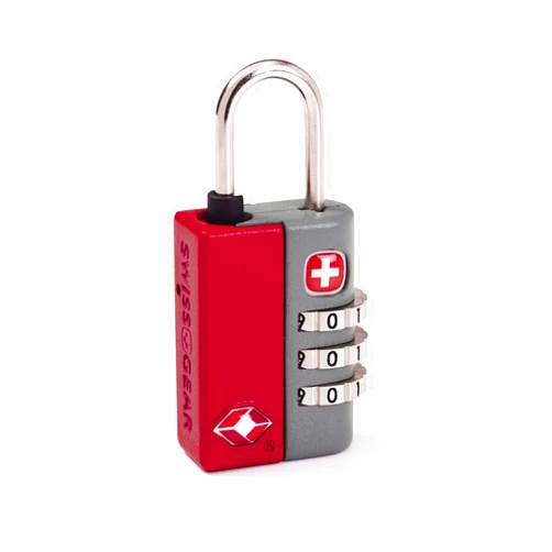 SwissGear TSA-Approved Travel Sentry Combination Luggage Lock with Resettable Combo and Inspection Indicator, Red, One Size