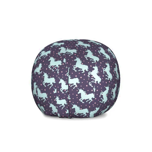 Ambesonne Unicorn Storage Toy Bag Chair, Magic Horse Twinkle Little Spot Stars and Dark Background Art, Stuffed Animal Organizer Washable Bag, Large Size, Dark Blue and Pink
