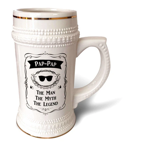3dRose Pap The Man The Myth The Legend papap Fun Grandpa Nickname Gift Mug, 18oz (STN_232457_1), 22oz Stein, White