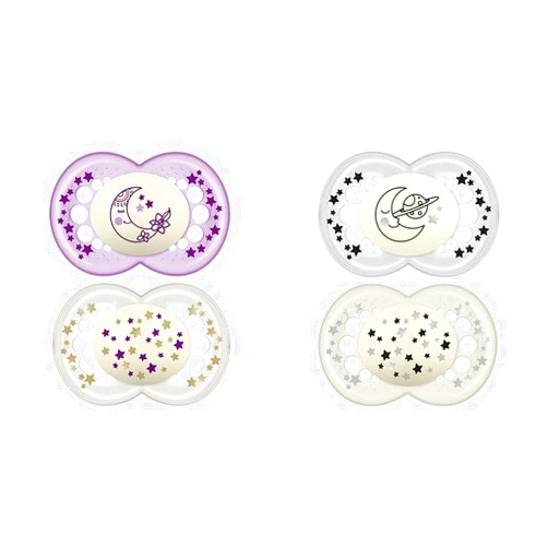MAM Glow in The Dark Silicone Pacifiers with Self Sterilizing Case, Breastfed Baby Pacifiers for Boys and Girls 6-16 Months (Pack of 3)