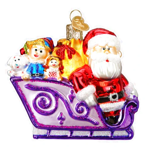 Old World Christmas Rudolph The Red-Nosed Reindeer Santa and Friends Glass Blown Ornament for Christmas Tree