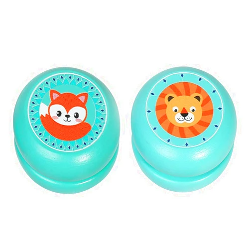 NUOBESTY Yos 2Pcs Wooden Yoyo Wood Yo Lion Fox Yoyo Thread Control for Birthday Christmas Carnival Party Favors Prizes Yoyo Balls