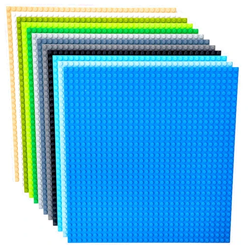 Strictly Briks Compatible with Lego 12 Pack of Classic Baseplate 10x10 - Stackable Baseplates - Building Bricks with 32 x 32 Studs, Mats, Bases, Boards Compatible with All Major Brands, Nature Colors