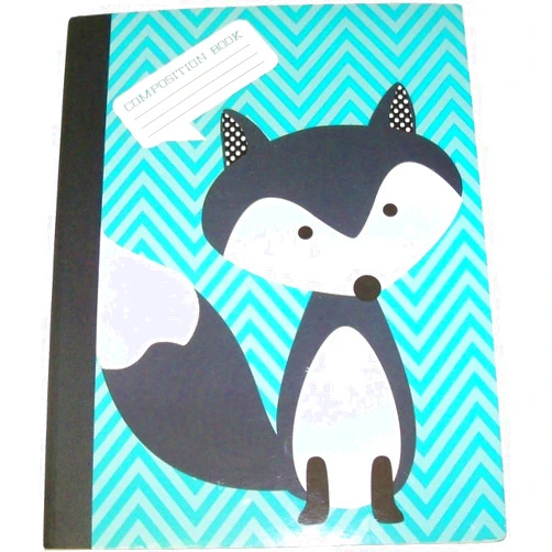 Studio C Carolina Pad Wide Ruled Composition Book ~ The Hair of The Dog Collection (Fox on Blue Stripes; 7.5