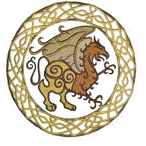 BeyondVision Custom Legendary Mythical Unique Dragon [ Celtic Gryphon Circle] Embroidery Iron On/Sew Patch [6.87