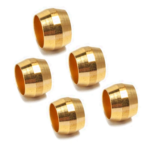 LTWFITTING 1/4-Inch Brass Compression Sleeves Ferrels,Brass Compression Fitting(Pack of 50)