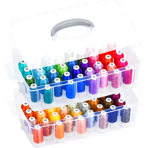 Simthread 80 Colors Embroidery Thread 500M (550Y) with Clear Plastic Storage Box Polyester Embroidery Machine Thread Compatible with Janome and Robison-Anton Colors