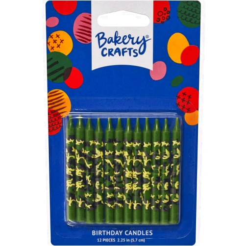 Bakery Crafts Camouflage Camo Print Specialty Cake Birthday Cupcake Candles (1 Pack of 12 Green)
