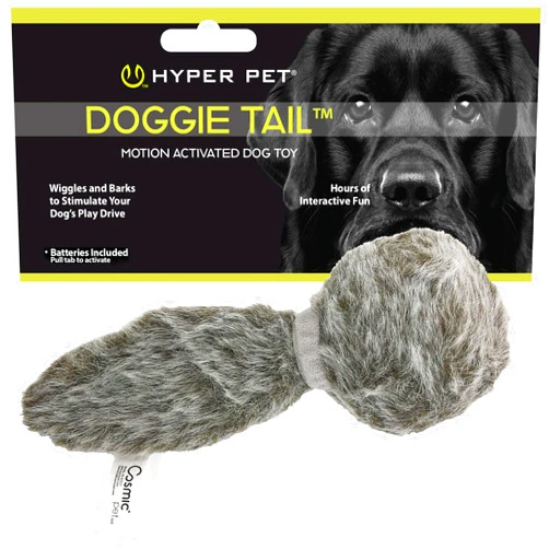 Hyper Pet Doggie Tail Interactive Plush Dog Toys (Wiggles, Vibrates, and Barks, Stimulating Play)