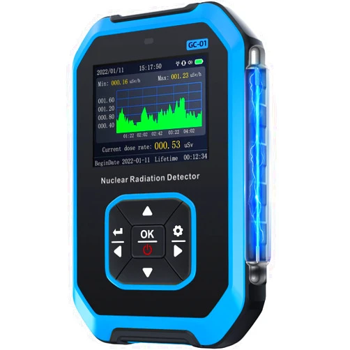 FNIRSI GC-01 Geiger Counter Nuclear Radiation Detector, Radiation Dosimeter with LCD Display, Portable Handheld Beta Gamma X-ray Rechargeable Radiation Monitor Meter, 5 Dosage Units, 0.0μSv-500mSv