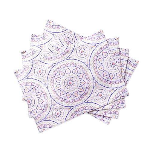 Maison d' Hermine Placemat 100% Cotton Decorative Placemats Washable Cloth Placemats, Home, Wedding, Restaurant, Buffet Party & Camping, Mandala - Spring/Summer (Set of 4)