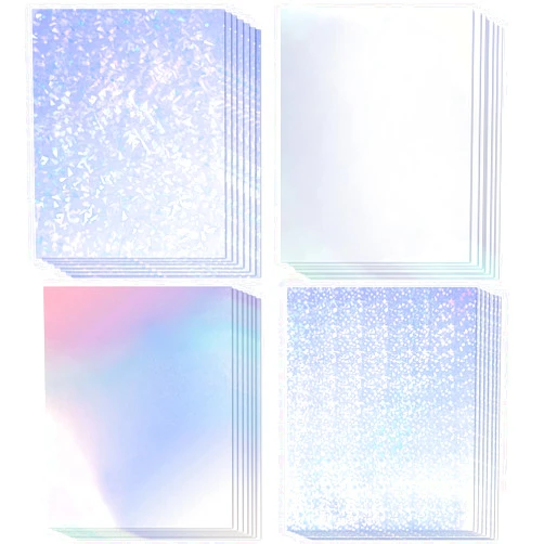 Cosrk 20 Sheets Holographic Printable Sticker Paper, 8.5x11 Inch Vinyl Sticker Paper for Inkjet & Laser Printer, Waterproof Dries Quickly Sticker Paper - Diamond/Rainbow/Glossy White/Star