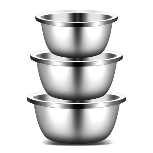Enther Mixing Bowls - Set of 3 Stainless Steel Mixing Bowls with 304 Stainless Steel - Heavy Duty, Easy To Clean, Nesting Bowls Space Saving Storage, Great for Cooking, Baking, Salad,Silver