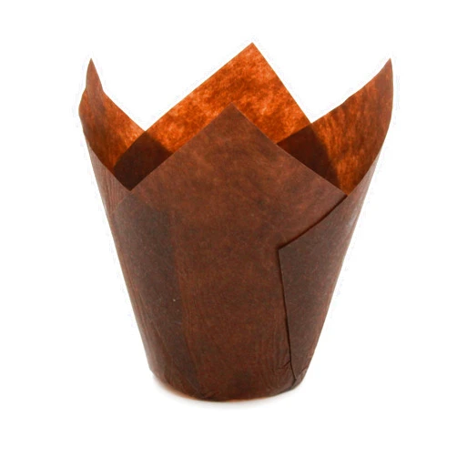 Ecobake Brown Tulip Baking Cups, Medium Size, for Muffins, Cupcakes, Eco Friendly, Disposable, Non-Stick, Pack of 50 - by Ecobake