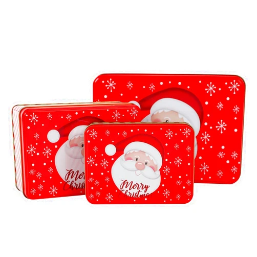 YWKXM Cookie Tins Square Storage Tins for Christmas Gift Giving, 3Pcs Extra Thick Metal - Large, Medium and Small Sizes