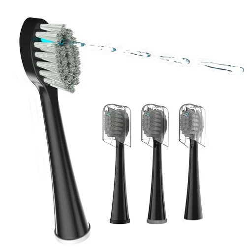 ZoCCee Replacement Brush Heads for Waterpick Sonic Fusion 2.0 Flossing Toothbrush with Cover, Compact, 3 Count Black, Soft Bristles