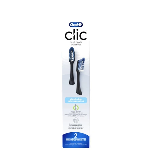 Oral-B Clic Toothbrush Ultimate Clean Replacement Brush Heads, Black, 2 Count