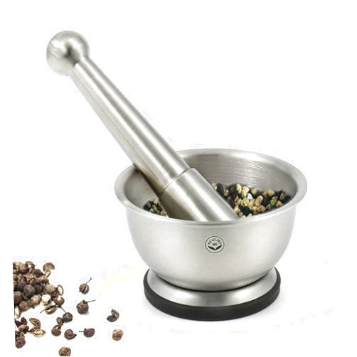 NEWLINE NY NewlineNY Stainless Steel Hand Masher & Bowl, Mortar and Pestle Set