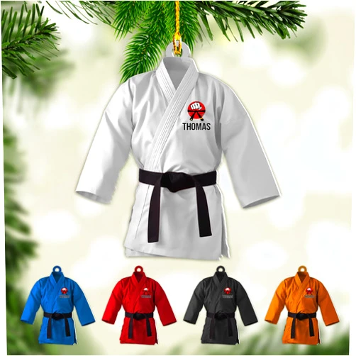 Custom Podagree Personalized Name Karate Ornaments for Christmas Tree, Custom Wood Karate Christmas Ornament for Xmas 2024 Karate Gift for Karate Sensei Instructor Wood Ornaments Hanging Decoration (KRC4)