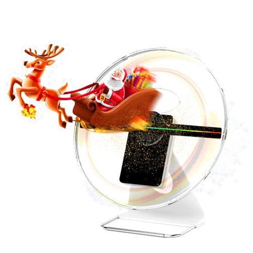 YSTEROKS Desktop 3D Hologram Fan, Christmas Gift, 512PX Resolution 12 Inch Holographic Video Projector, Graphic 3D Video - 3D Advertising Display Best for Store Holiday Event Display