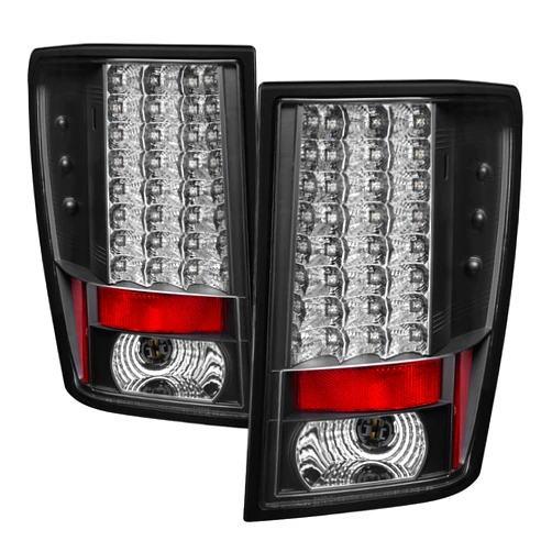 Xtune Aftermarket Replacement Euro LED Style Tail Light for Jeep Grand Cherokee 07-10 - Black Clear