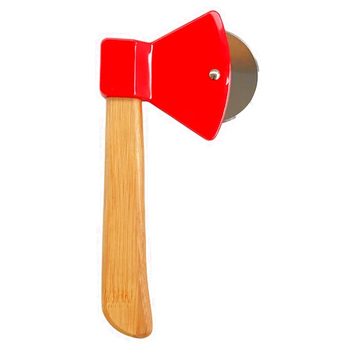Milcraft Axe Pizza Cutter with Bamboo Handle and Sharp Rotating Blade - Thacher's Nook