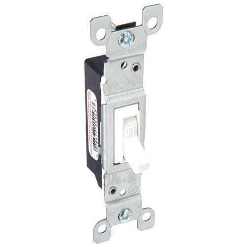 Leviton 1451-WCP 15-Amp, 120-Volt, Toggle Framed Single-Pole AC Quiet Switch, Residential Grade, Non-Grounding, White