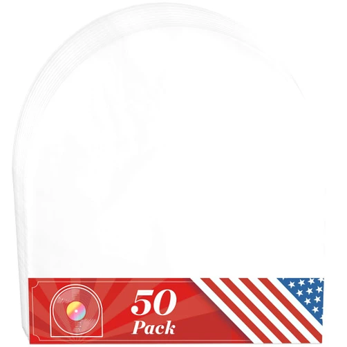 Claev 50 Inner Record Sleeves for 33 LP Vinyl Records (12 inch, U-Shape, Translucent), No Bunching Anti Static Protective Covers for Album Storage
