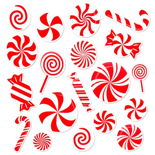 Generic AnyDesign 19Pcs Christmas Fridge Magnets Candy Cane Refrigerator Magnets Red White Xmas Magnetic Stickers for Winter Holiday Home Office School Decoration