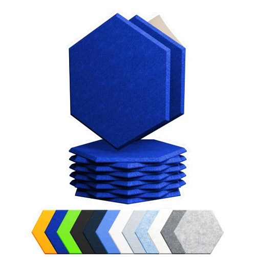 Amantech 12 Pack Acoustic Panels Self Adhesive Sound Proof Foam, High Density Sound Acoustic Panel, 12X10.23X0.4 Inch Hexagon Panels in Home, Office, Reccording Room, Studio,and more(Telecom Blue)