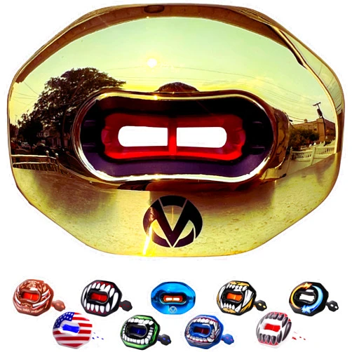 Oral Mart Football Mouth Guard with 3D LipFit Design - Instant Fit Cool Lip Guard Mouthpiece for Braces - No Boil Mouthguard with Maximum Breathing Channel (Detachable Helmet Strap Included)