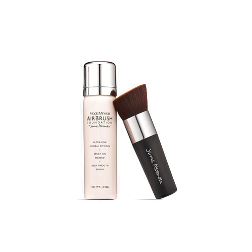 Jerome Alexander MagicMinerals AirBrush Foundation by Jerome Alexander – 2pc Set with Airbrush Foundation and Kabuki Brush - Spray Makeup with Anti-aging Ingredients for Smooth Radiant Skin (Medium)