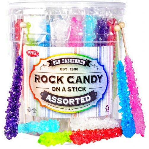 Espeez 36 Extra Large Assorted Rock Candy Sticks: Espeez - Candy Party Favors - for Birthdays, Weddings, Receptions, Bridal, Baby Showers - Rock Candy Bulk