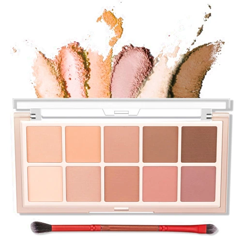 Erinde 10 Colors Matte Eyeshadow Palette, Neutral Naked Eye Shadow Palette Makeup, Nude Beige Brown Make Up Pallet with Brush, Blendable, High Pigmented, Long Lasting Waterproof, Travel Size, Milk Tea
