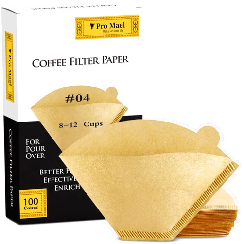 Pro Mael 100 Count Cone Coffee Filters #4, Number 4 Coffee Filter 8-12 Cup for Drip Coffee Maker, Unbleached Natural