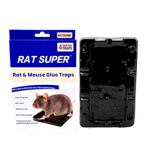 RAT super Sticky Mouse Glue Traps (4-Pack) Ready to Use Professional Super Strong Glue with Peanut Scent, Box Type Design for Easy Disposal