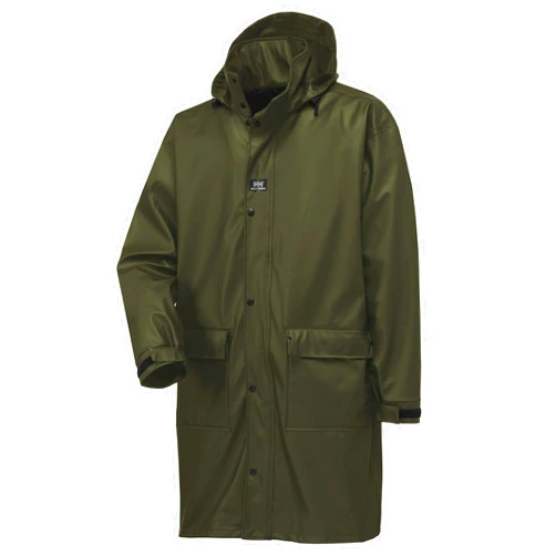 Helly-Hansen Workwear Impertech Long Waterproof Rain Coats for Men - Polyurethane-Coated Men's Rain Jacket - Packable Hood