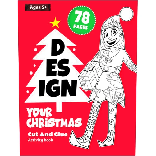 Cut Cat Design Your Christmas, Cut And Glue Activity Book: Scissors Skill Holiday Activities for KIds Ages 5-9