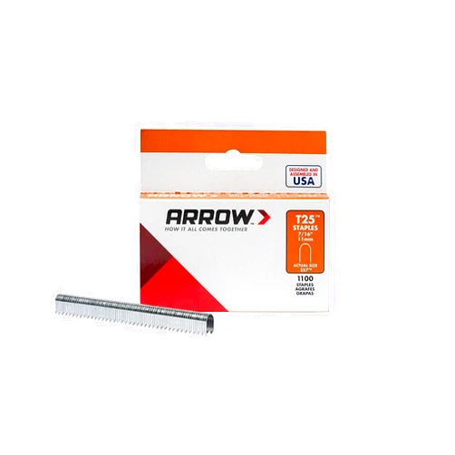 Arrow Heavy Duty T25 Round Crown Staples for Cable and Low Voltage Wiring, 1100 Pack, Leg Length 7/16 Inch, Crown Size 5/16 Inch