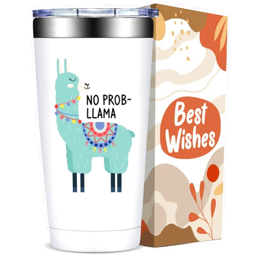 Fufandi Llama Gifts for Women - No Prob Llama Tumbler, Christmas Birthday Gift for Mom, Women, Sister - Tumbler Cup 20oz