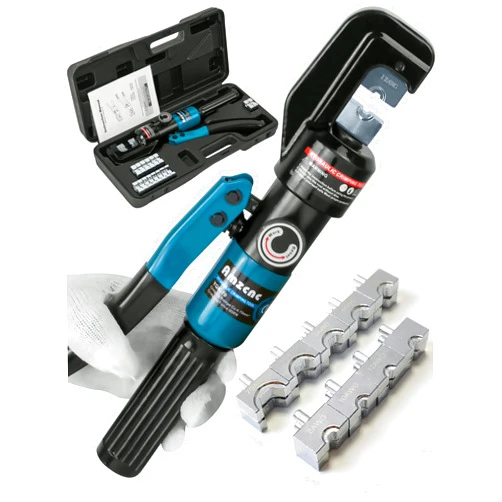 AMZCNC Hand Operated Hydraulic Crimping Tool Range 12 AWG-2/0 AWG for Cable Lugs Hydraulic Crimping Crimper Wire Terminal Lug Tool with 9 Pairs of Dies