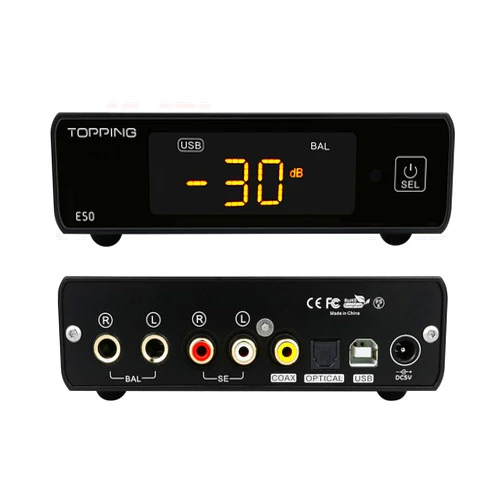 AOSHIDA Topping E50 HiFi Balanced DAC, ES9068AS XU216 MQA DAC, DSD512/768kHz USB/Coaxial/Optical to RCA/TRS Balanced Output Digital to Analog Audio Converter with Remote(Black)